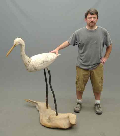 Appraisal: Wooden Virginia Confidence Egret decoy in white paint '' W