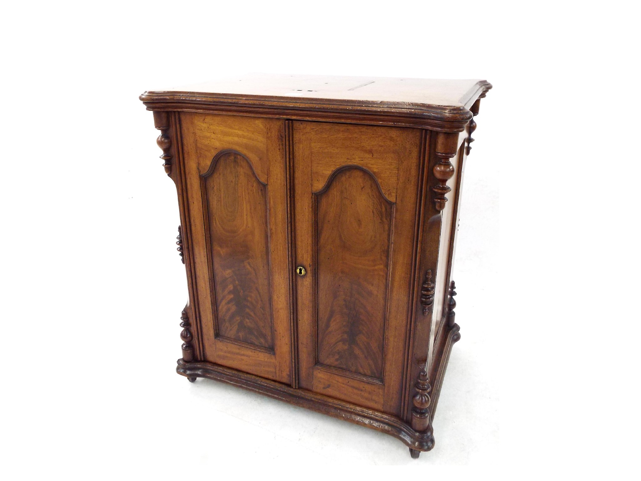 Appraisal: Victorian mahogany side cabinet with arched panelled doors high x