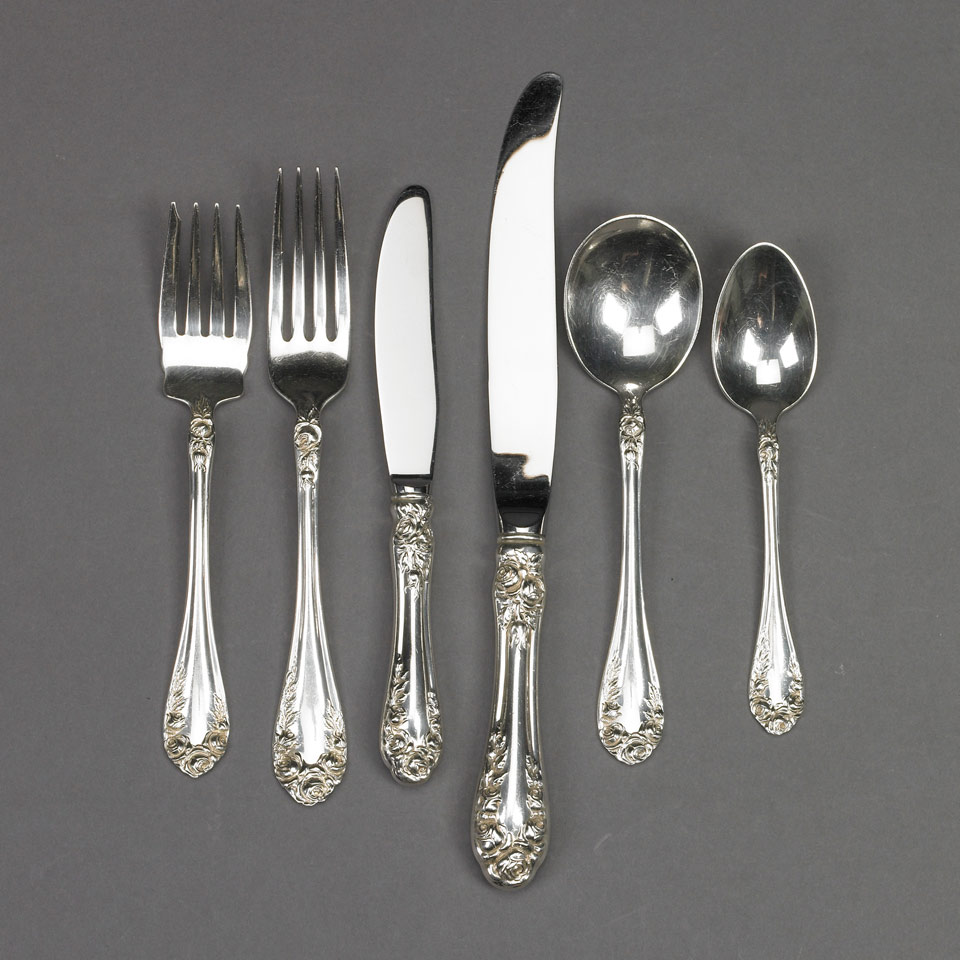 Appraisal: Canadian Silver Normandy Rose Pattern Flatware Service Northumbria th century