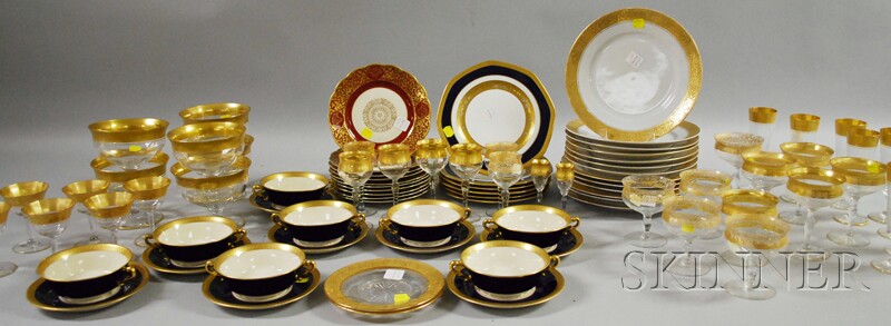 Appraisal: Set of Gilt Glassware and Assembled Gilt Porcelain Tableware including