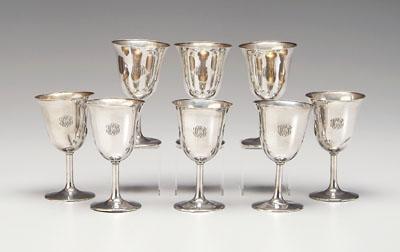 Appraisal: Set of eight sterling silver goblets pedestal bases flared rims