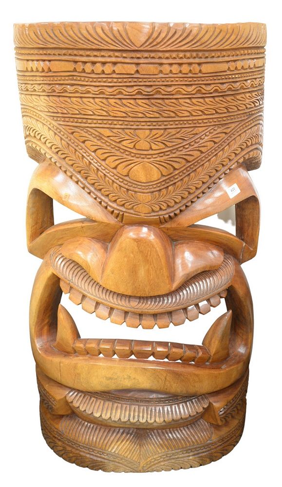 Appraisal: Large Carved Wood Tiki mask height inches width inches depth