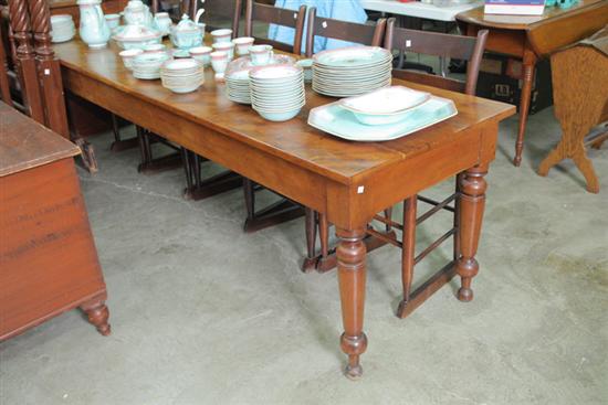 Appraisal: CHERRY LONG TABLE With turned legs and ball feet ''L