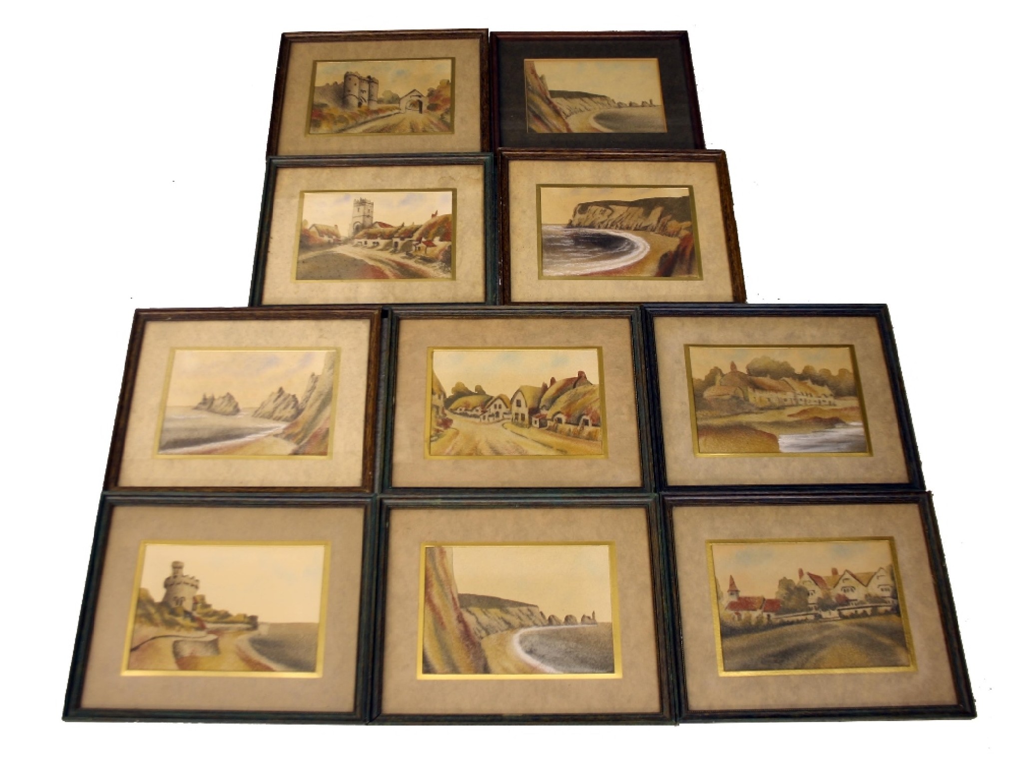 Appraisal: Collection of ten various framed sand pictures of coastal and