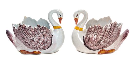 Appraisal: Sale Lot A Pair of Quimper Pottery Swan Form Bowls