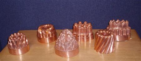 Appraisal: A group of six various th century copper jelly moulds