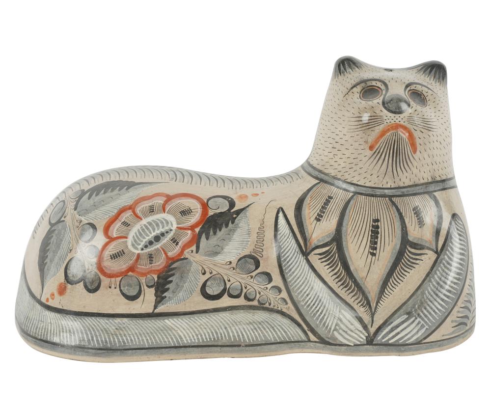 Appraisal: MEXICAN POTTERY CAT FIGUREsigned A Solis Mexico to underside Provenance