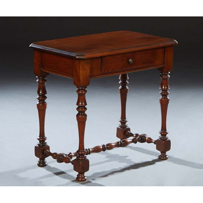 Appraisal: French Louis XIV Style Carved Cherry Lamp Table early th