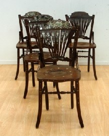 Appraisal: A set of four late th century hardwood and mother