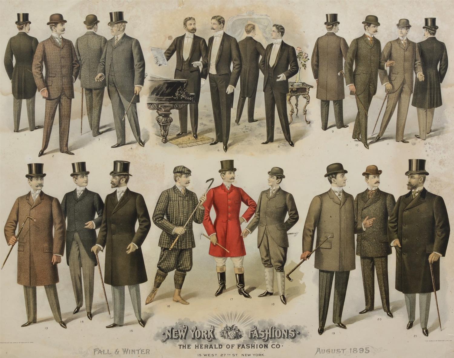 Appraisal: Late th Century Gentlemen Fashion poster New York Fashions The