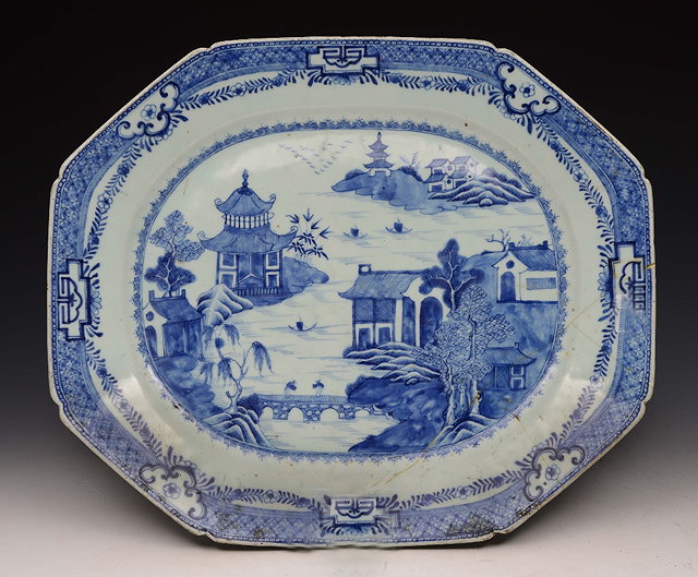 Appraisal: AN TH CENTURY CHINESE BLUE AND WHITE MEAT DISH eight