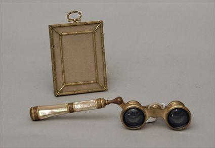 Appraisal: Gilt-Metal Frame together with Mother-of-Pearl Opera Glasses Provenance from the