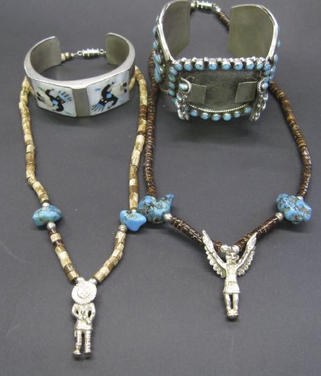 Appraisal: Four Pieces of Navajo Heishi and Zuni Jewelry the group