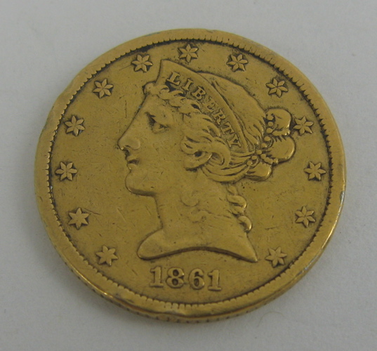 Appraisal: U S FIVE DOLLAR GOLD COIN Liberty head variety -P