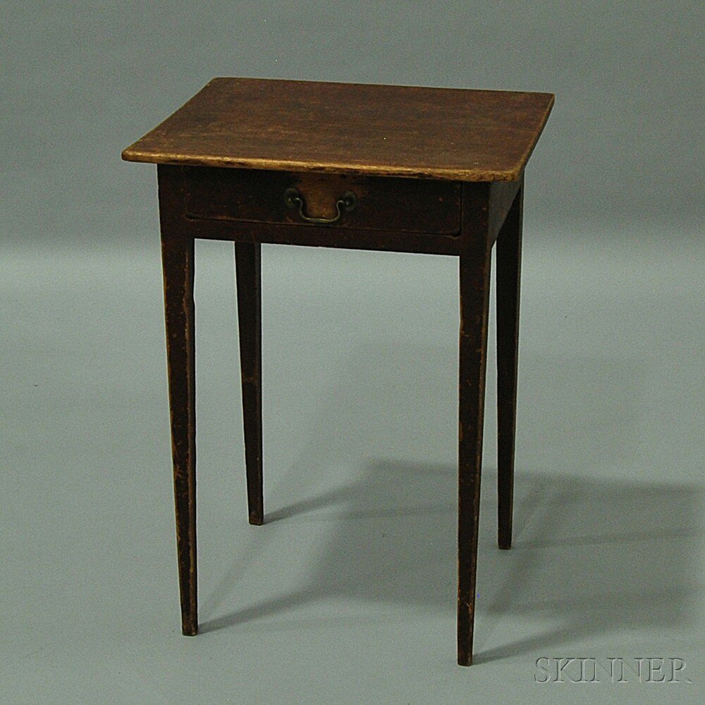 Appraisal: Federal Red-painted Pine One-drawer Stand New England early th century