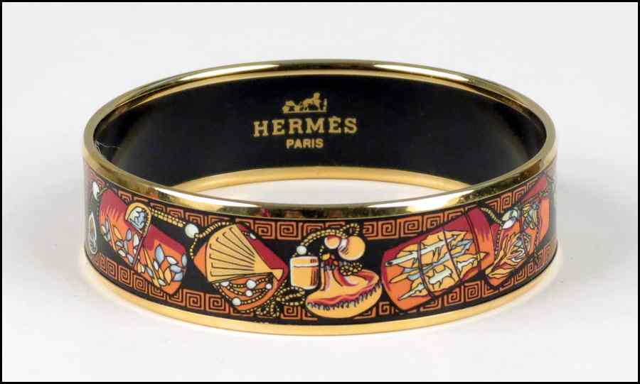 Appraisal: HERMES ENAMEL BRACELET Interior '' Condition Overall excellent condition Bracelet