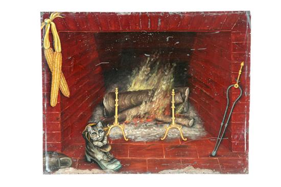 Appraisal: FIRE BOARD American late th century tin Naive trompe l'oeil