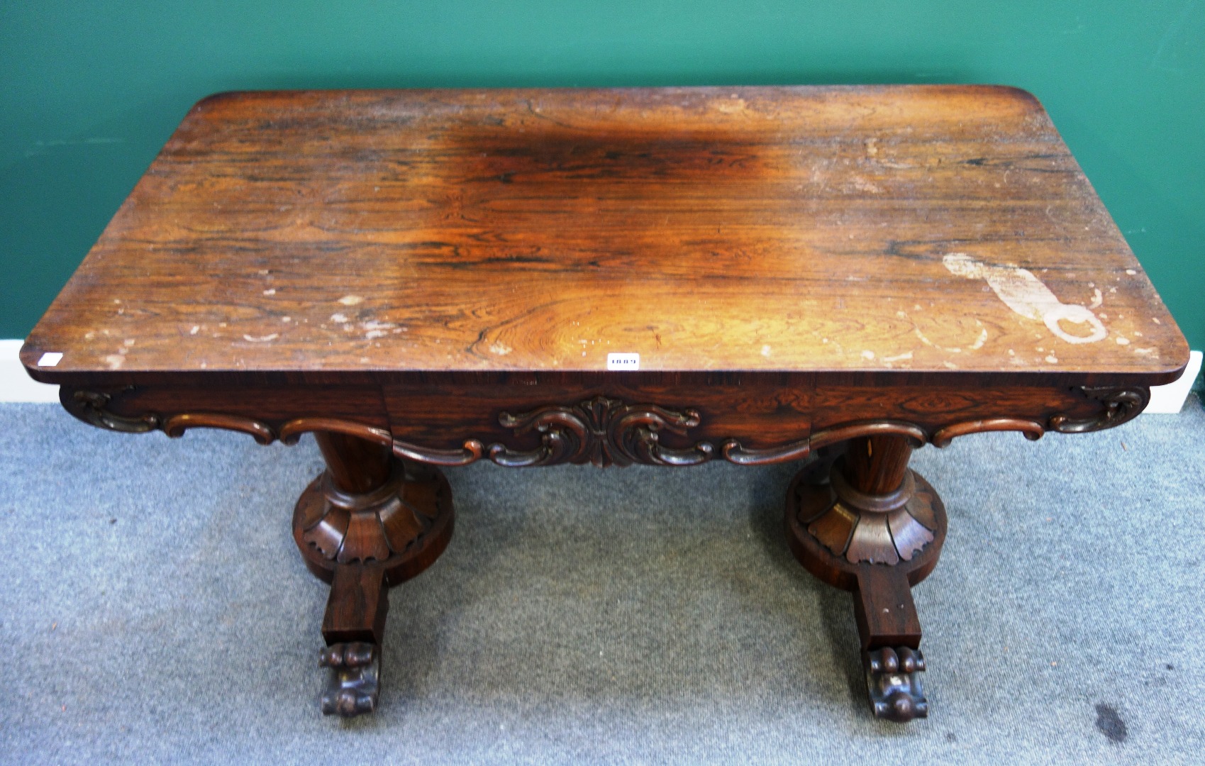 Appraisal: A William IV rosewood centre table the shaped frieze with