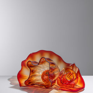 Appraisal: Dale Chihuly American b Red Five-Piece Persian Set unique glass