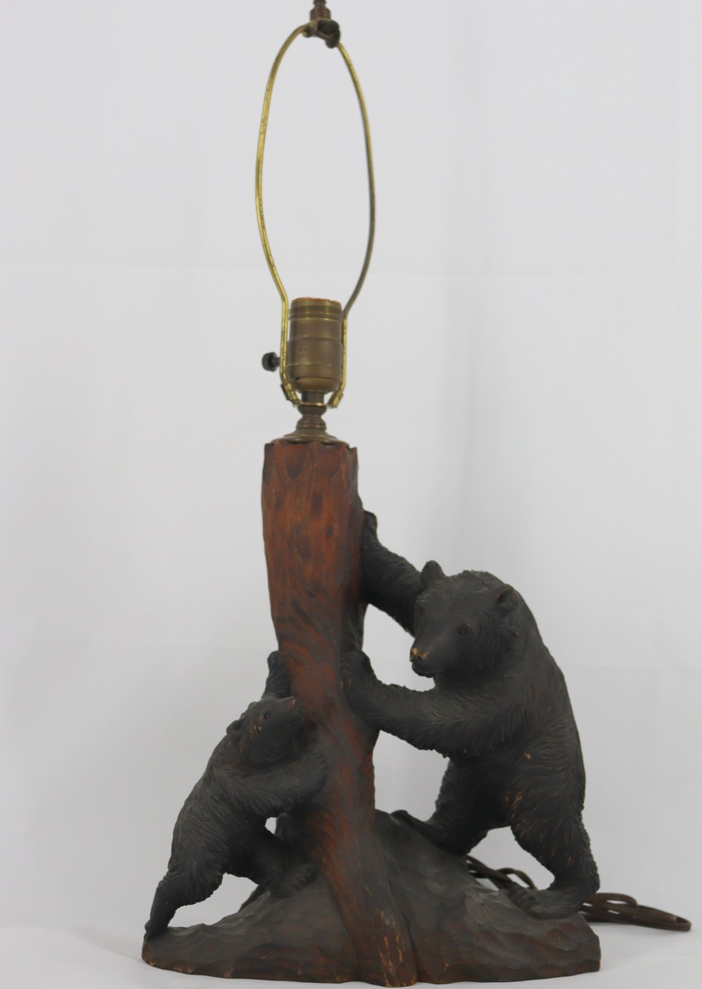 Appraisal: Antique Black Forest Carved Bear Lamp From a Forest Hills