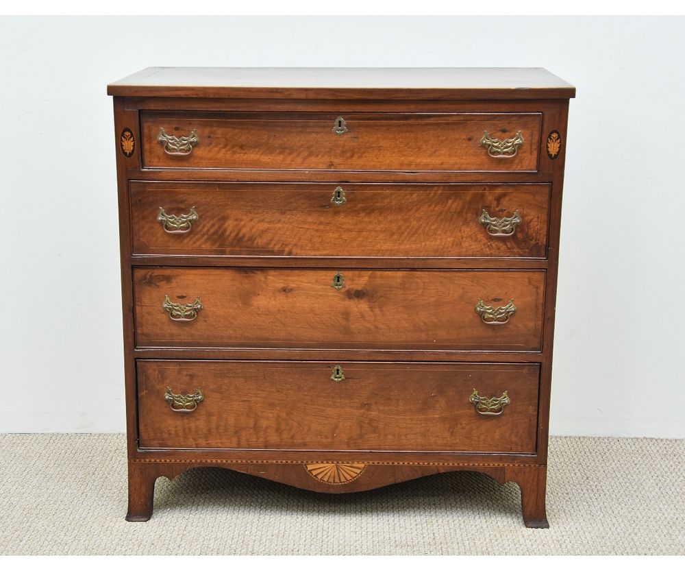 Appraisal: Pennsylvania Walnut Hepplewhite Chest Western Pennsylvania inlaid walnut Hepplewhite chest