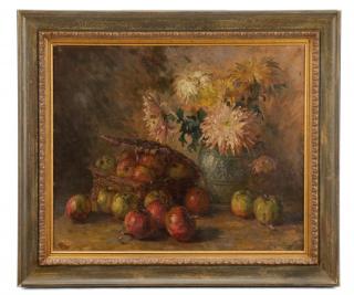 Appraisal: Continenetal Still Life with Chrysanthemum Oil Continental School circa turn-of-the-century