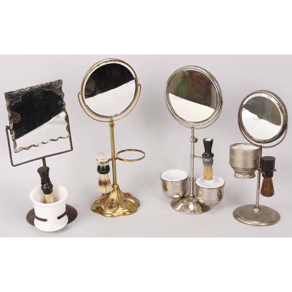 Appraisal: Collection of four antique and vintage shaving mirrors with mugs