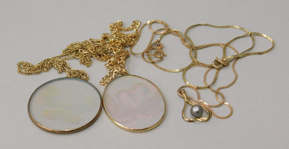 Appraisal: Various pendants and chains to include two illusion pendants with