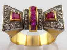 Appraisal: A yellow metal tests carat gold ruby and diamond Art