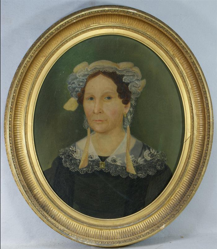 Appraisal: American th c School oval portrait of Sarah Crozier Farmer