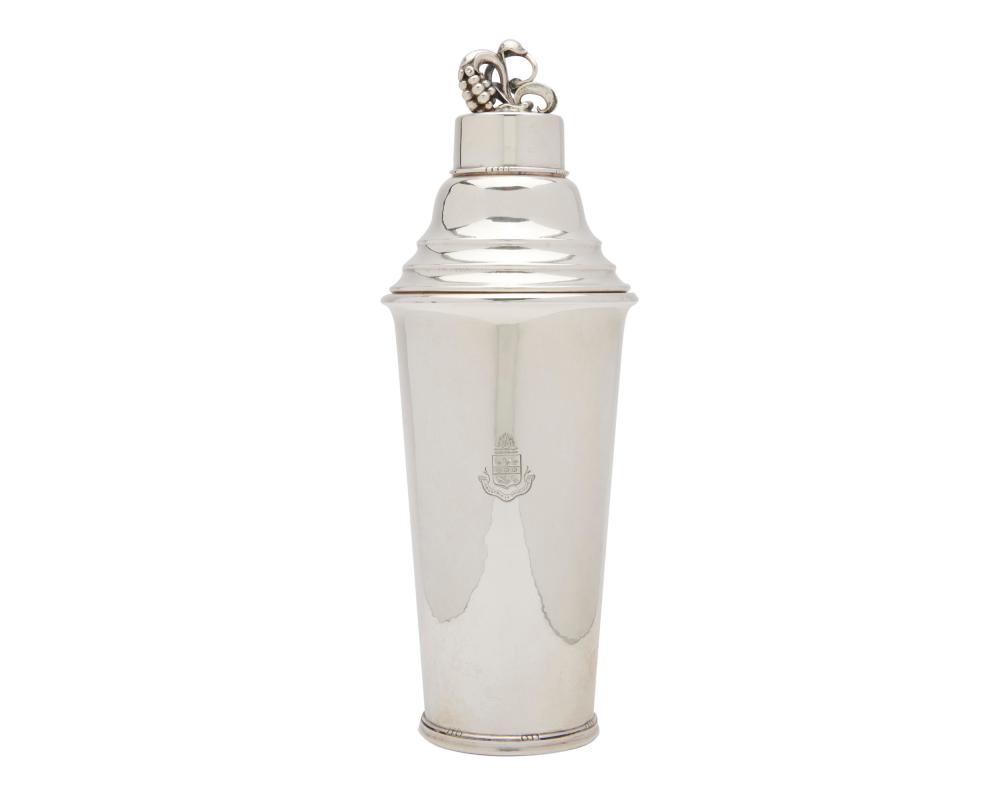 Appraisal: Georg Jensen Silver Cocktail Shaker Denmark designed by Herald Nielsen