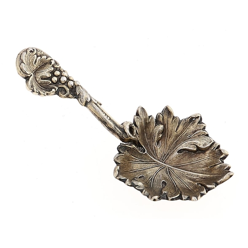 Appraisal: A Victorian naturalistic die stamped silver vine leaf caddy spoon