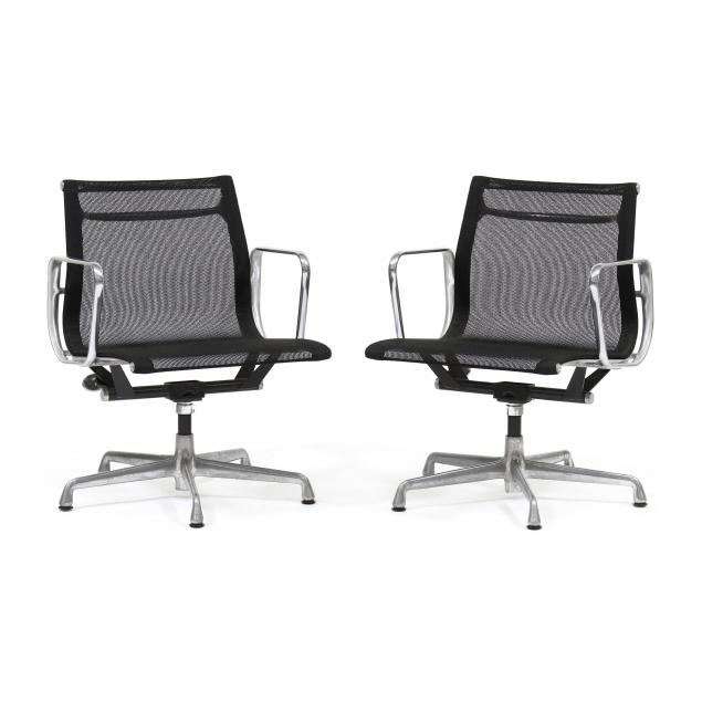 Appraisal: CHARLES AND RAY EAMES PAIR OF ALUMINUM GROUP ARMCHAIRS Herman