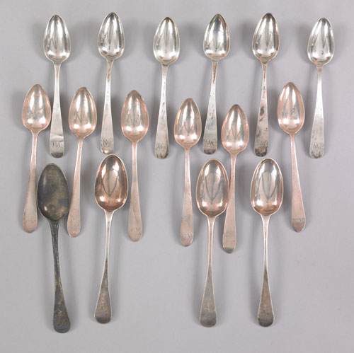 Appraisal: Two sets of six Philadelphia silver teaspoons ca bearing the