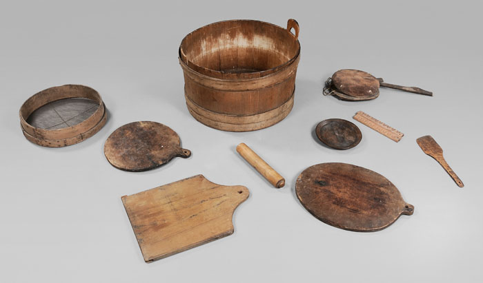 Appraisal: Wooden Wash Tub Cooking Utensils wooden wash tub cedar staves