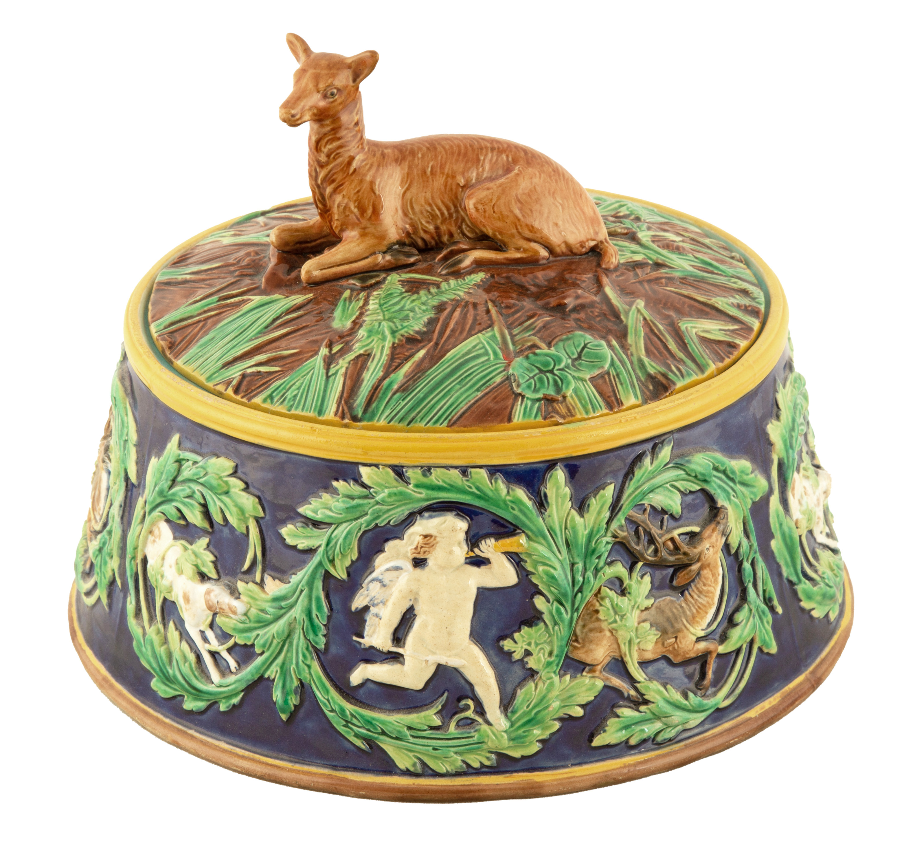 Appraisal: GEORGE JONES MAJOLICA GAME DISH th century