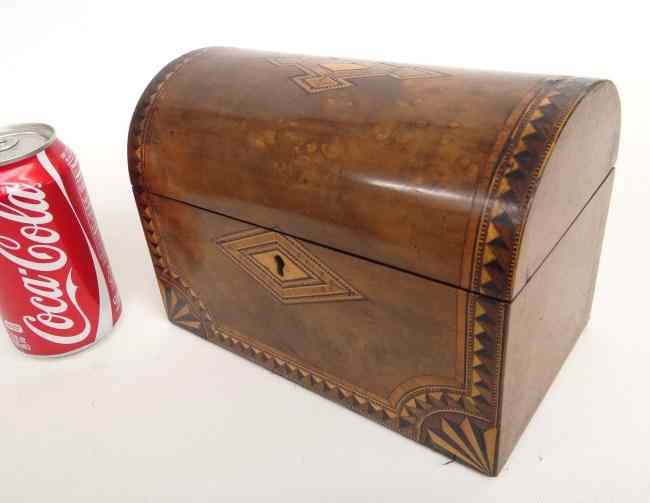 Appraisal: Early inlaid Tunbridge tea caddy '' W '' D ''