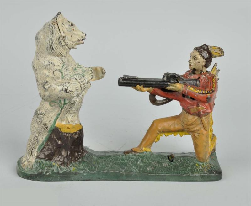 Appraisal: Indian Shooting Bear Mechanical Bank Manufactured by J E Stevens