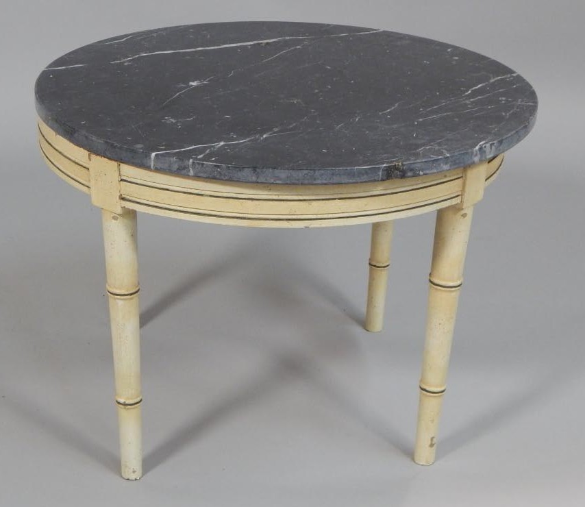 Appraisal: A Continental style coffee table with a circular marble top