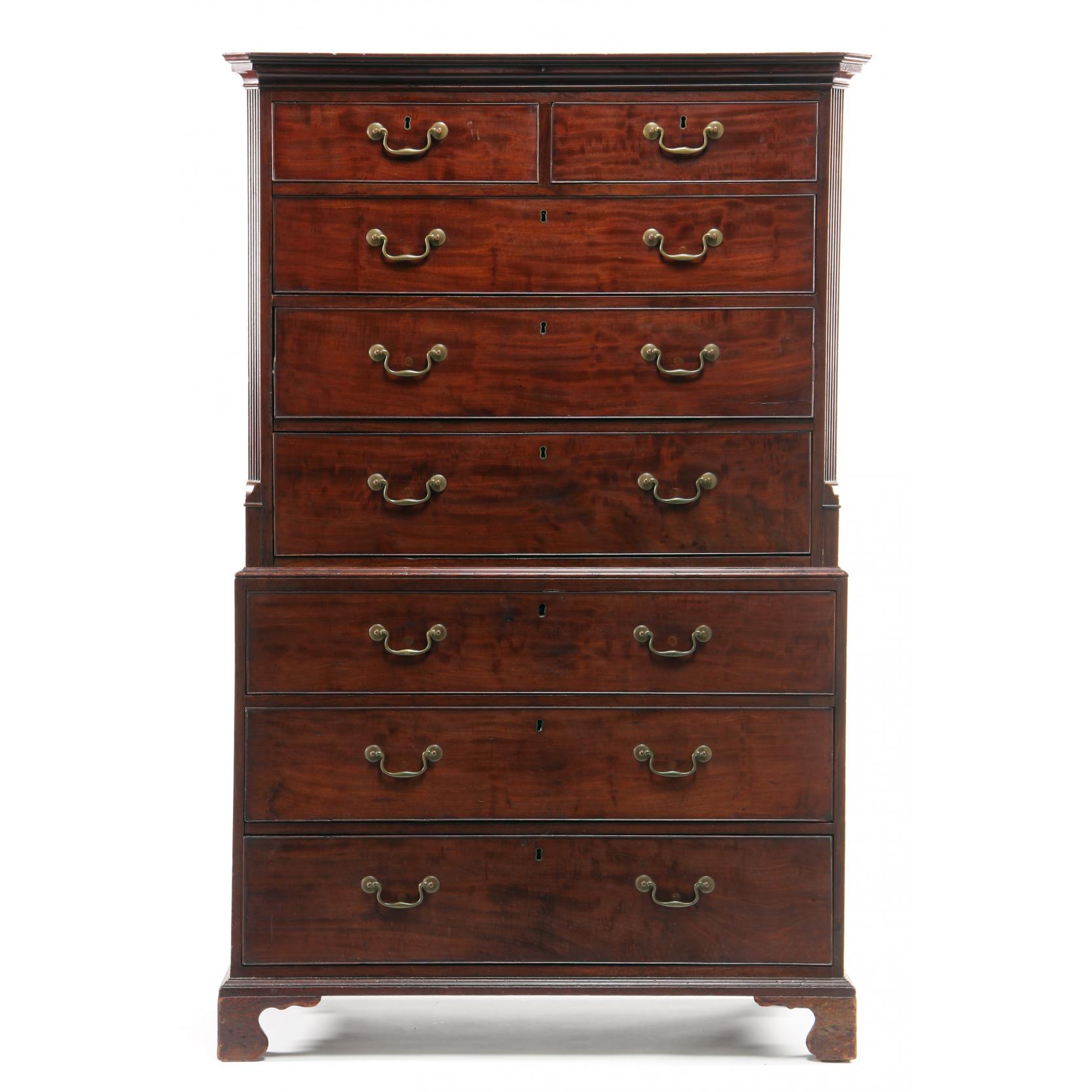 Appraisal: George III Chest on Chest late th century mahogany and