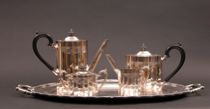 Appraisal: Lunt Silverplated Tea Service Silverplated tea service by Lunt features