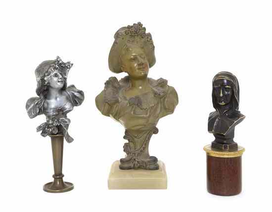 Appraisal: Two Art Nouveau Cast Metal Busts each depicting a maiden