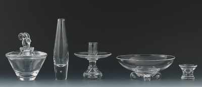 Appraisal: A Group of Five Steuben Glass Articles Including a modern