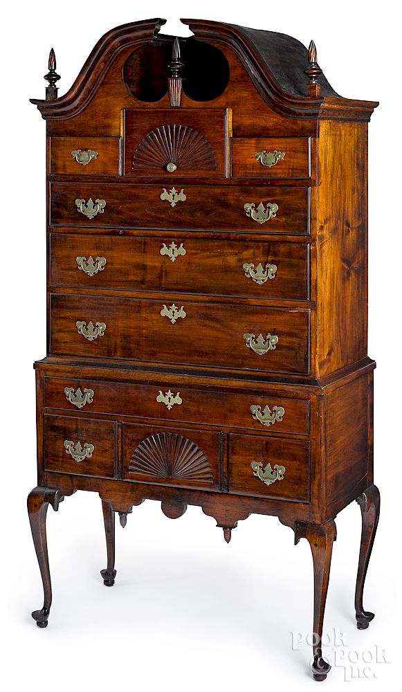 Appraisal: New England Queen Anne cherry high chest ca New England