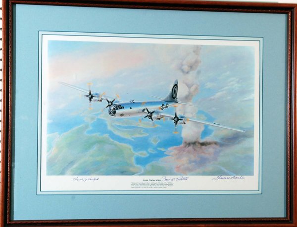 Appraisal: Signed Enola Gay print Atomic Warfare Is Born Signed under