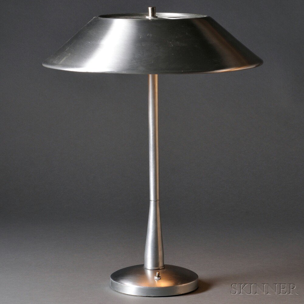 Appraisal: Table Lamp Spun aluminum United States mid- th century Cylindrical