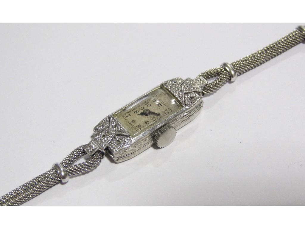 Appraisal: An Art Deco platinum and diamond set cocktail watch with