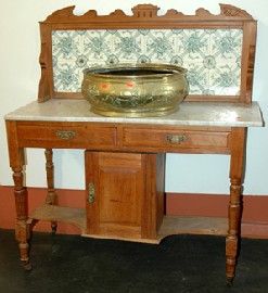 Appraisal: EDWARDIAN MARBLE TOP WASH STAND