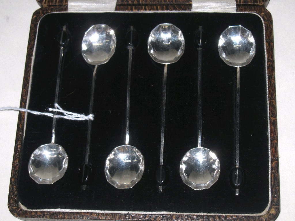 Appraisal: Cased set of six silver coffee bean spoons Birmingham