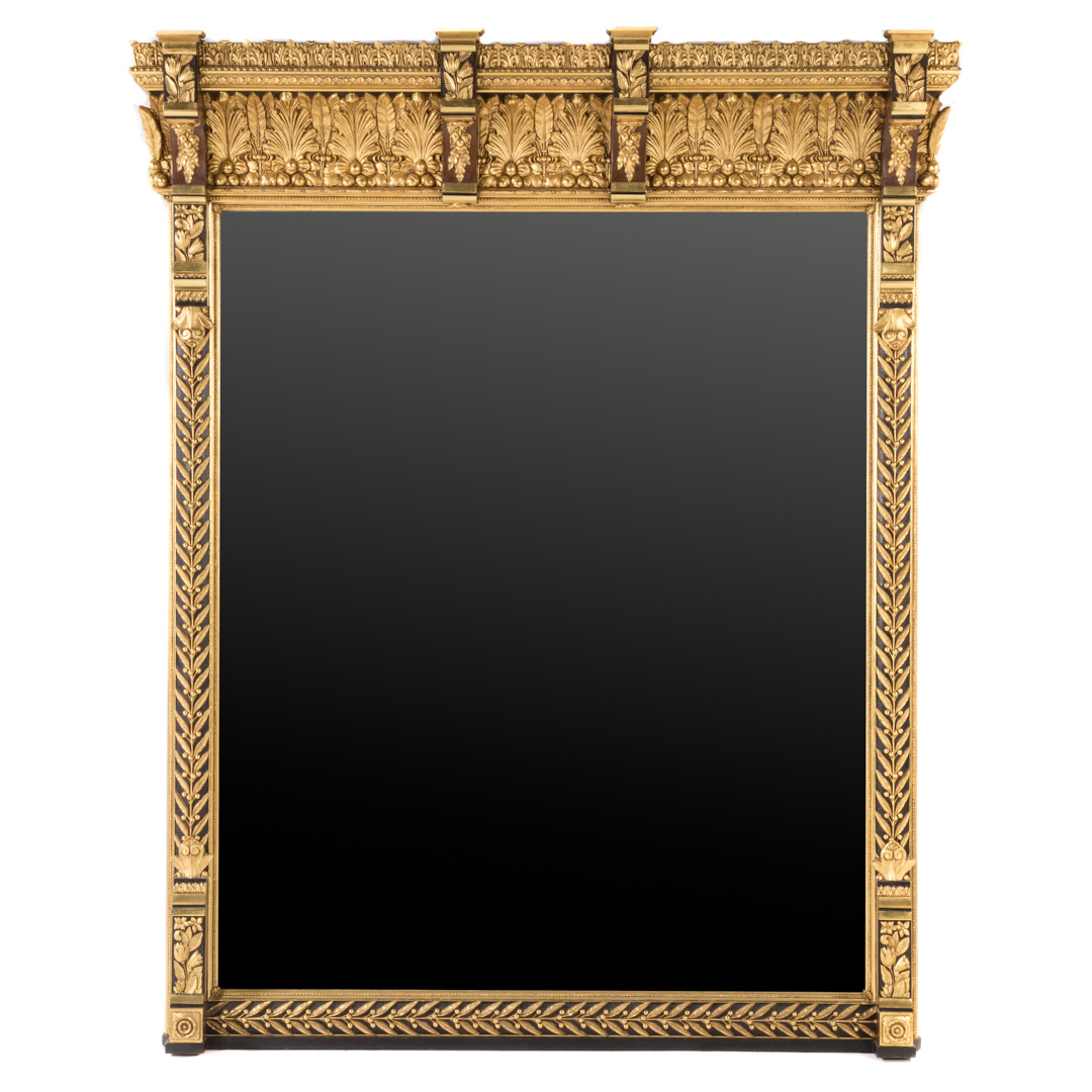 Appraisal: American Renaissance Revival gilt ebonized mirror late th century rectangular